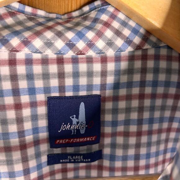 Johnnie-O Shelby Prep-Formance Button Up Shirt Check Plaid Mens XL Professional - Picture 5 of 9